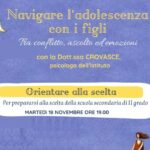 NAVIGARE L’ADOLESCENZA CON I FIGLI – Incontro  del 18 novembre